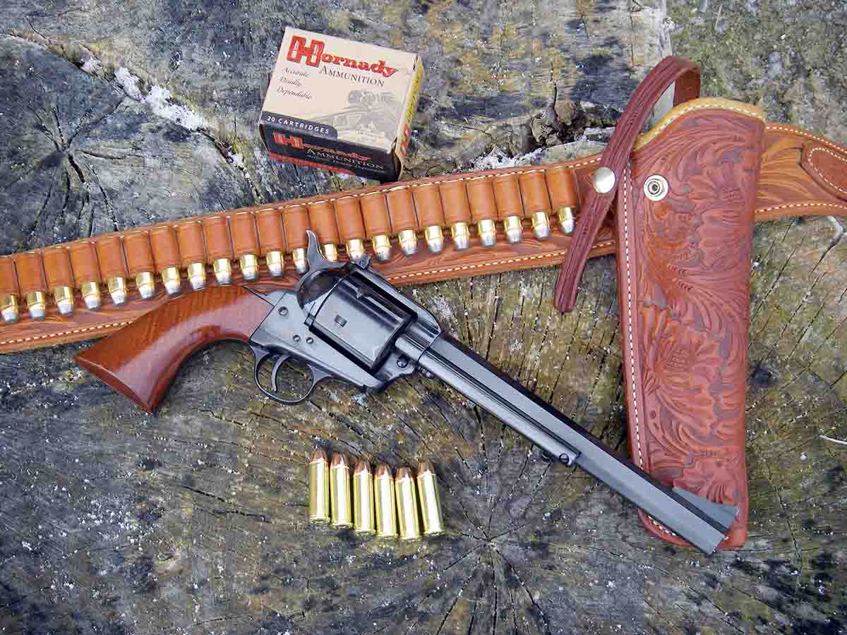The Cimarron Bad Boy .44 Magnum features adjustable sights, a nonfluted six-shot cylinder, 8-inch octagonal barrel and an 1860 army-style grip frame.